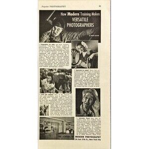 Modern Photography "Our Trained Photographers Shooting in Military" Print 1943